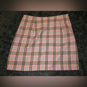 SHEIN Pink Plaid skirt with two slits